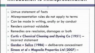 Misrepresentation Lecture 1 of 4 [upl. by Anyrb]